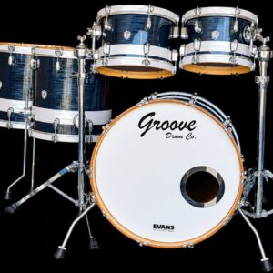 Bateria Groove Drum Co. Black Ripple w/White Stripe over Walnut